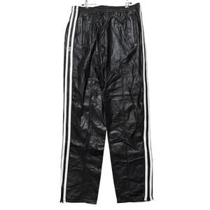 665 Striped Leather Pants Ankle Zip Black XL